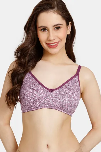 Buy Rosaline Everyday Double Layered Non Wired 3/4th Coverage T-Shirt Bra - Grape Juice